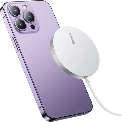 Зарядний пристрій Baseus Wireless Charger MagSafe Simple Mini3 Magnetic 15W Silver (CCJJ040012) для iPhone 16 I 15 I 14 I 13 I 12 series: Тип бездротове