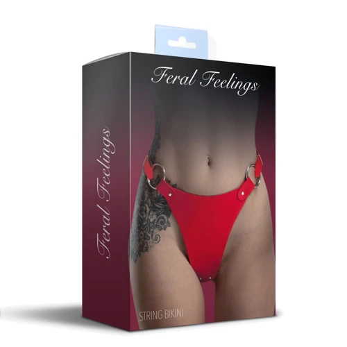 Трусики из натуральной кожи Feral Feelings - String Bikini Red
