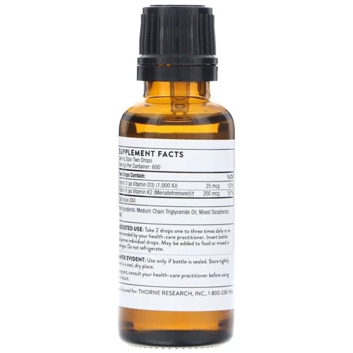 Thorne Research Vitamin D/K2 1 fl oz (30 ml) Витамин Д и К2: Тип Витамин D
