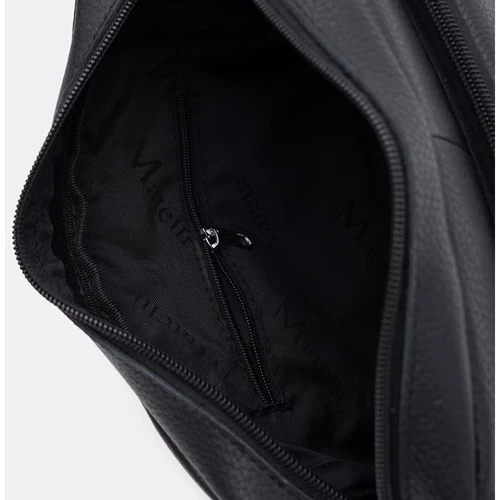 Мужская сумка через плечо Borsa Leather черная (K1089bl-black): Фактура Матовая, Зернистая