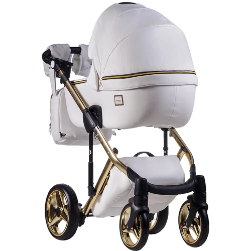 Коляска 2 в 1 Adamex Lucianо Polar (Gold) шкіра 100% Q107 білий (золота рама) (622620): Кількість блоків 1