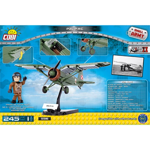 Конструктор COBI Друга Світова Війна Літак PZL P.11C, 245 деталей (COBI-5516) фото 8