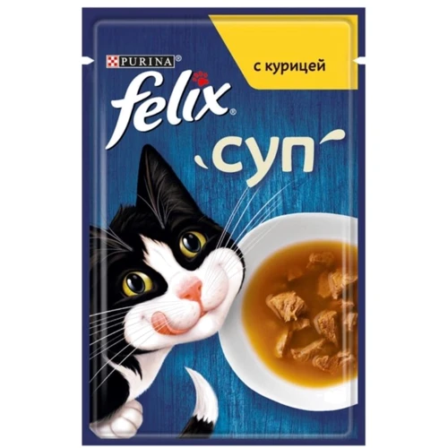Влажный корм для котов Felix Soup GiG Суп с курицей 48 г (7613036632331)