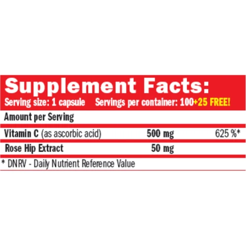 Amix C-Vitamin + Rose Hips 500 mg 125 caps / 125 servings: Форма випуску Капсулы