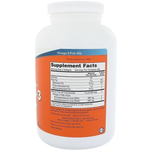 NOW Foods Omega-3 Molecularly Distilled Softgels 500 caps: Тип Омега 3