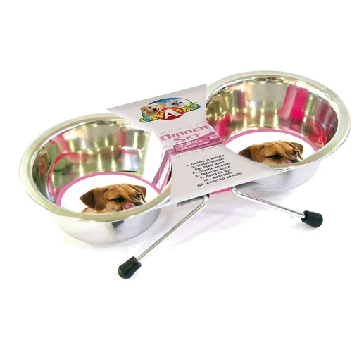 Миска Croci для собак из нержавейки на подставке 1.9 л 20 см 2 шт. (C6059195)