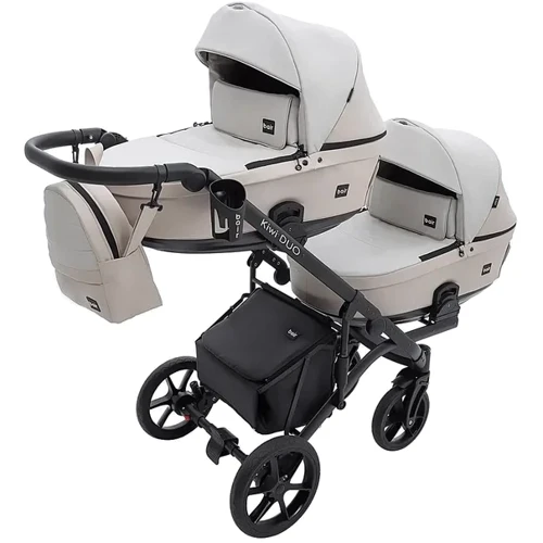 Коляска универсальная для двойни 2 в 1 Bair Kiwi DUO ECO BKD-32/33 бежевый / капучино (681042)