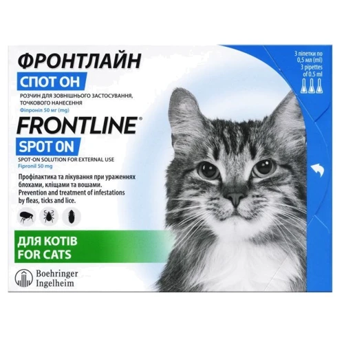 

Капли Boehringer Ingelheim Фронтлайн Спот-Он от блох и клещей для кошек 3 пипетки (2000981200893)