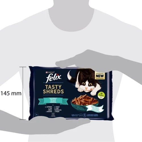 Вологий корм Felix Tasty Shreds набір консервів для кішок з лососем 2 шт з тунцем 2 шт мультипак 4штx80г (7613287650948): Вік Взрослые