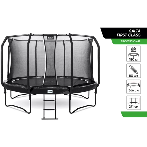 Батут Salta First Class круглий 366 см Black (5373A): Особливості Лестница в комплекте, защитная сетка в комплекте