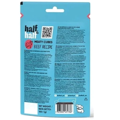 Ласощі Half & Half для цуценят у формі м'ясних кубиків з яловичиною 100 г (4823082431786): Виробник Half&Half
