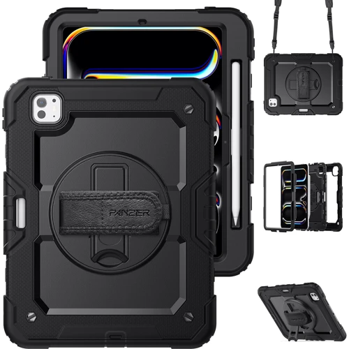 Аксесуар для iPad ArmorStandart Panzer Black for iPad Pro 11 2024 M4 (ARM82527): Особливості отделение для стилуса, с подставкой, противоударный, Надежная защита от царапин и загрязнений