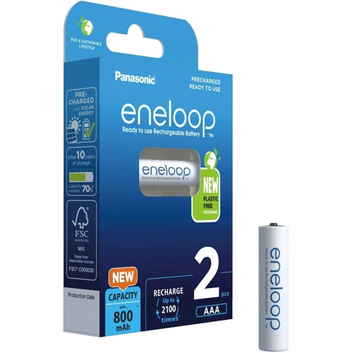 Panasonic AAA 800mAh NiMH 2шт Eneloop plastic free pack (BK-4MCDE/2BE) фото 3