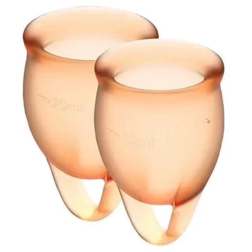 Набір менструальних чаш Satisfyer Feel Confident (orange), 15мл і 20мл, мішечок для зберігання: Тип набір