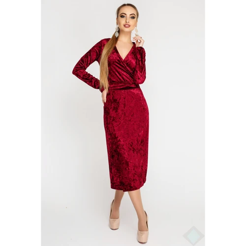 Платье Leo-Pride PF2513 44 бордовое повседневное удлиненное миди