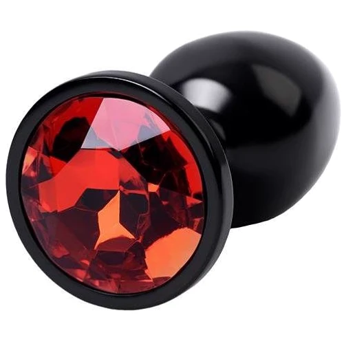 Анальна пробка із кристалом Toyfa Metal Black anal plug ruby gem