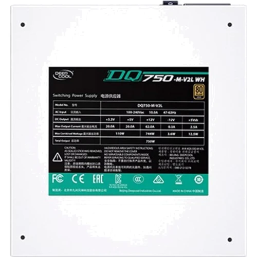 Блок питания Deepcool 750W (DQ750-M-V2L WH): КПД, % 90