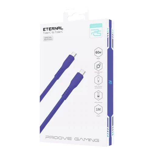Кабель Proove Cable USB-C to USB-C Gaming Eternal 60W 1m Purple: Тип USB-C - USB-C