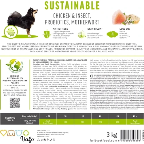 Сухой корм Brit Care Dog Sustainable Adult Medium Breed для взрослых собак средних пород с курицей и насекомыми 12+2 кг (8595602565733): Тип Сухой корм