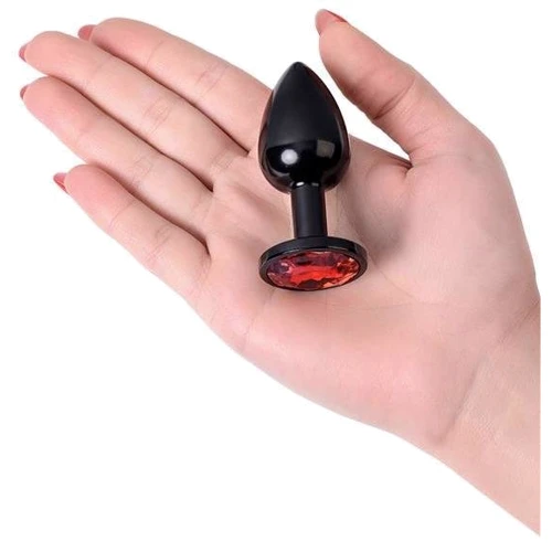Анальна пробка із кристалом Toyfa Metal Black anal plug ruby gem