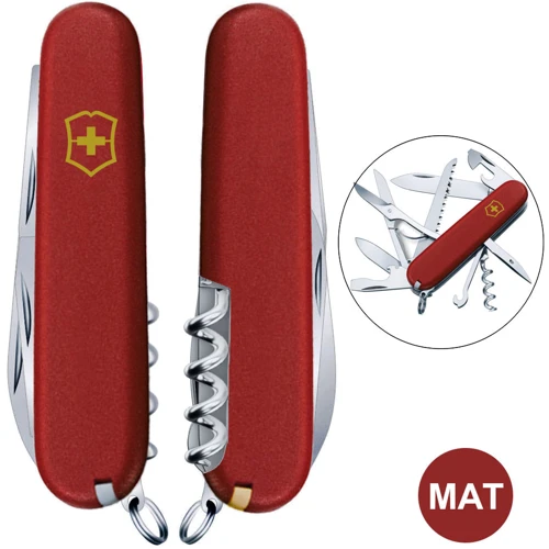 Мультитул Victorinox HUNTSMAN MAT красный матовый лак с желтым лого (Vx13713_M0008p)