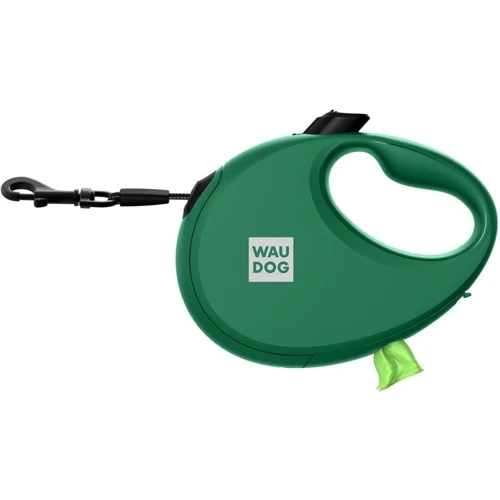 Поводок-рулетка для собак WAUDOG R-leash с контейнером для пакетов L зеленый до 40 кг 5 м (262918): Длина 5 м