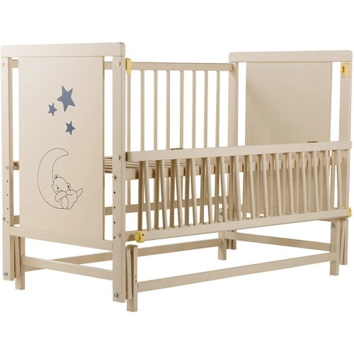 Кровать Babyroom Медвежонок M-02 маятник, откидной бок, бук, слоновая кость (624463)