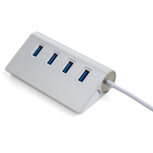 Адаптер Vinga Adapter USB-C to 4xUSB3.0 1m cable Aluminium (VCPHCU304): Цвет серебристый