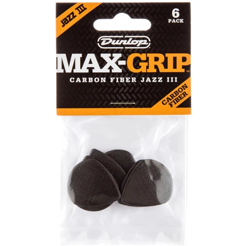 Медиатор Набор медиаторов DUNLOP Max-Grip Jazz III Carbon Fiber Pick: Форма медиатора Standard