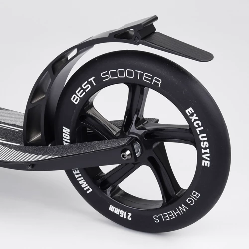 Самокат алюминиевый Best Scooter с PU колесами, и 1 передним амортизатором Black/Pink (99632): Материал колес полиуретан