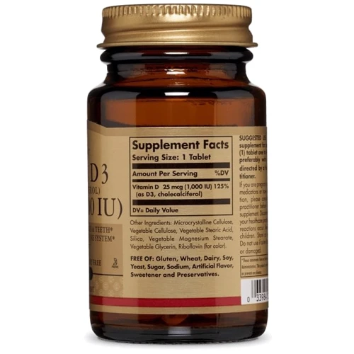 Solgar Vitamin D3 (Cholecalciferol) 1000 IU 180 Tabs Витамин D-3: Тип Витамин D