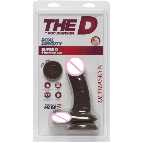 Фаллоимитатор Doc Johnson The D - Super D - 6 Inch With Balls - ULTRASKYN - Chocolate