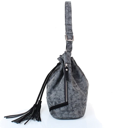 Женская сумка бакет-бэг Laskara серая (LK10194-black): Материал Искусственная кожа
