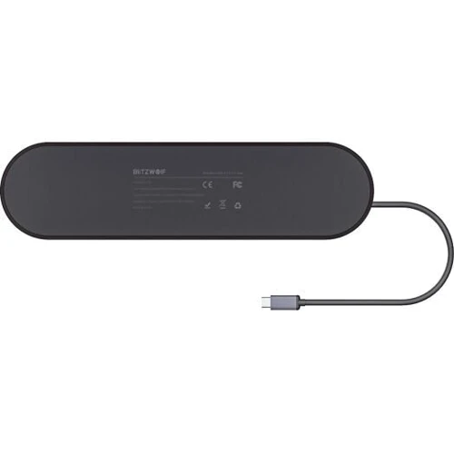Адаптер BlitzWolf Adapter USB-C to 2xUSB-C+4xUSB+HDMI+VGA+RJ45+3.5mm+SD/TF Black (BW-TH9): Дополнительные разъемы 3.5mm Headphone, Ethernet, VGA, HDMI, USB OTG, USB-C, SD+TF Card
