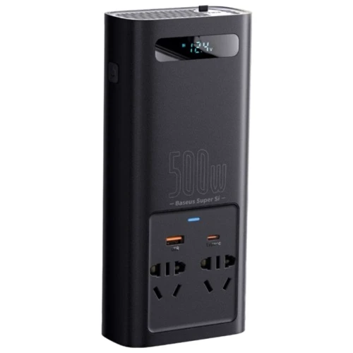 Автомобильный инвертор Baseus Super Si Inverter 500W (220V CN/EU) black (CGNB000101) фото 4