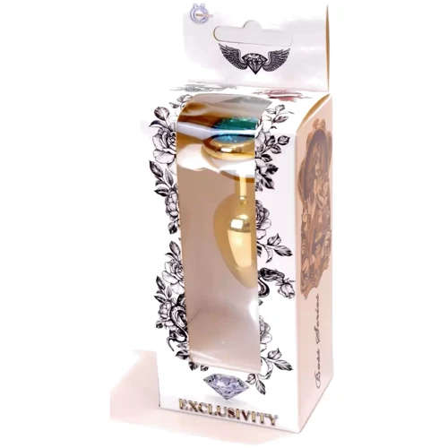 Анальная пробка с кристаллом BOSS of TOYS Boss Series - Jewellery Gold Heart PLUG Light Blue S, BS6400040