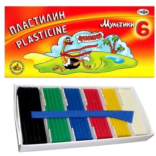Пластилін Гамма Мультики коробка 120 г 6 кольорів