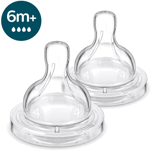 Соска Philips Avent Anti-Colic 6міс+, силіконова, швидкий потік, 2 шт (SCY764/02): Потік швидкий