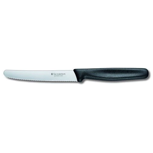 Кухонный нож Victorinox волн. с черной ручкой 11см (5.0833)