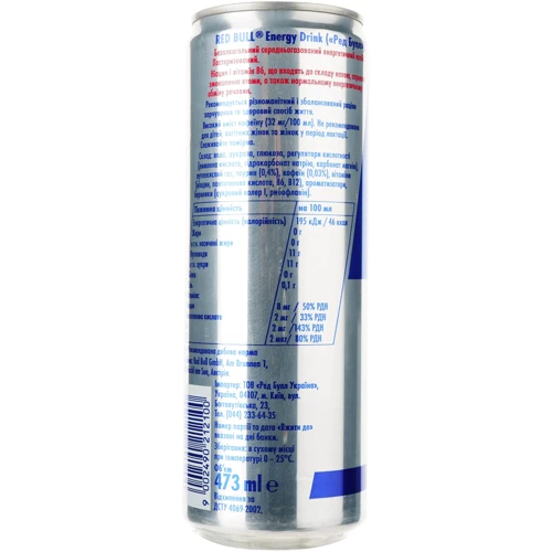 Энергетический напиток Red Bull 473 мл (9002490212100): Объем, л 0.473