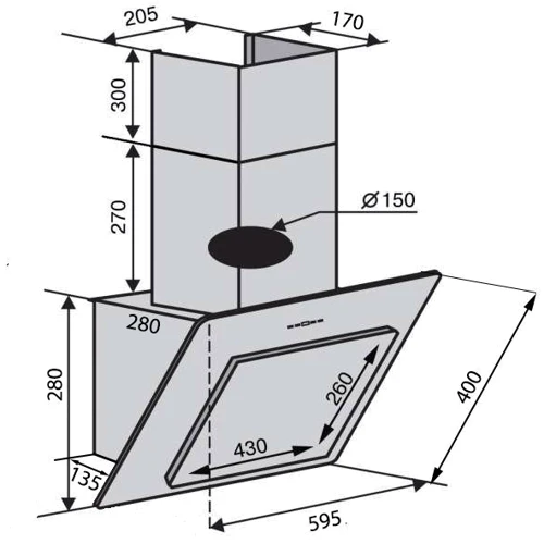 Витяжка Ventolux TREVI 60 BK (700) TC: Рекомендована площа приміщення (при висоті 2,7 м), м² 20.5-28.4