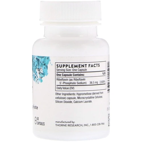 Thorne Research Riboflavin 5' Phosphate 60 Caps Витамин В2: Тип Витамин B