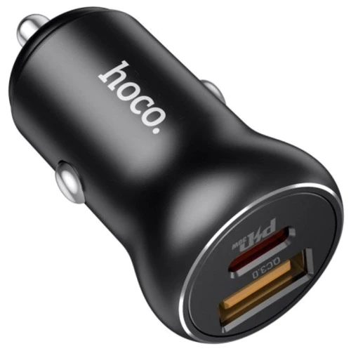 Зарядное устройство Hoco Car Charger USB+USB-C NZ5 PD+QC 5A 30W Black: Кабель в комплекте отсутствует