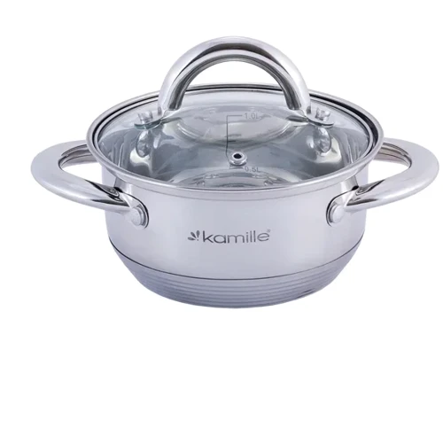 Кастрюля Kamille с крышкой и полыми ручками 1.1 л 14 см (KM-5770)