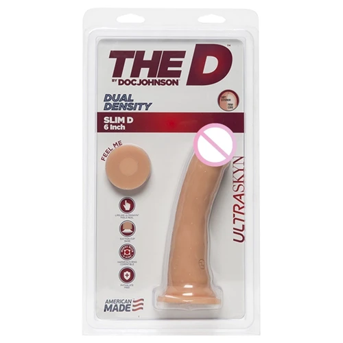 Doc Johnson Slim D6 Ultraskyn without balls реалистичный фаллоимитатор на присоске, 16.5x5 см