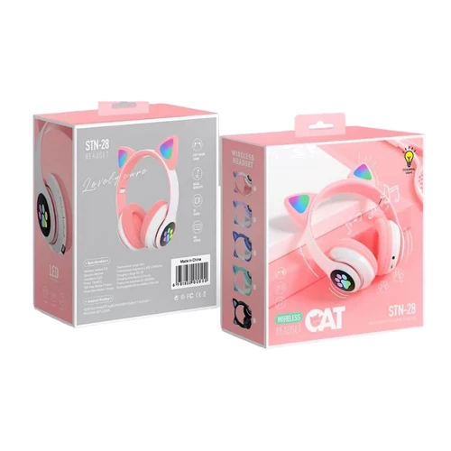 Беспроводные HeadSet LED наушники с кошачьими ушками STN-28 розовые : Производитель HeadSet