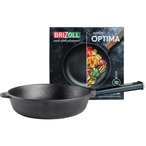 Сковорода Brizoll Optima-Black 26x6 см черная (559-202): Антипригарное покрытие Нет