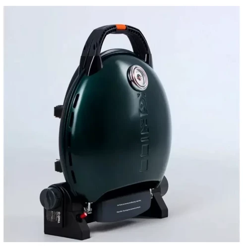 Портативный переносной газовый гриль O-GRILL 600T, зеленый: Особенности Термометр, С решеткой, Поддон для стекания жира, С крышкой, Ручки для переноски