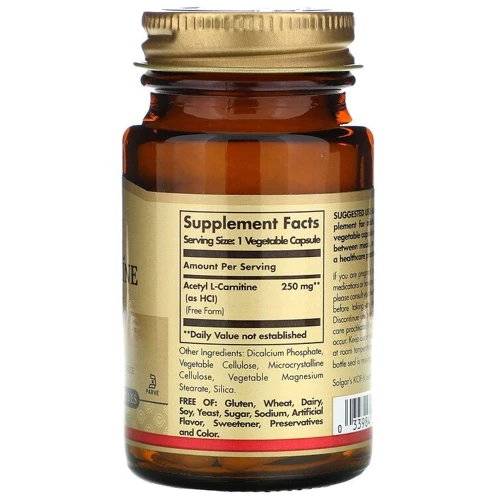 Solgar Acetyl-L-Carnitine Солгар Ацетил карнитин 250 mg 30 капсул: Тип L Карнитин