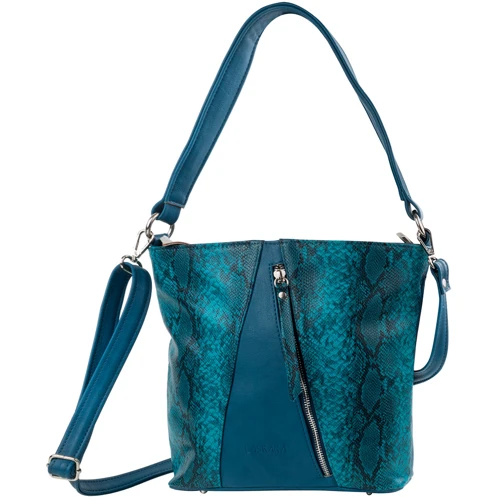 Жіноча сумка-мішок Laskara бірюзова (LK-10253-turquoise-snake): Фактура Під змію, матова, Гладка